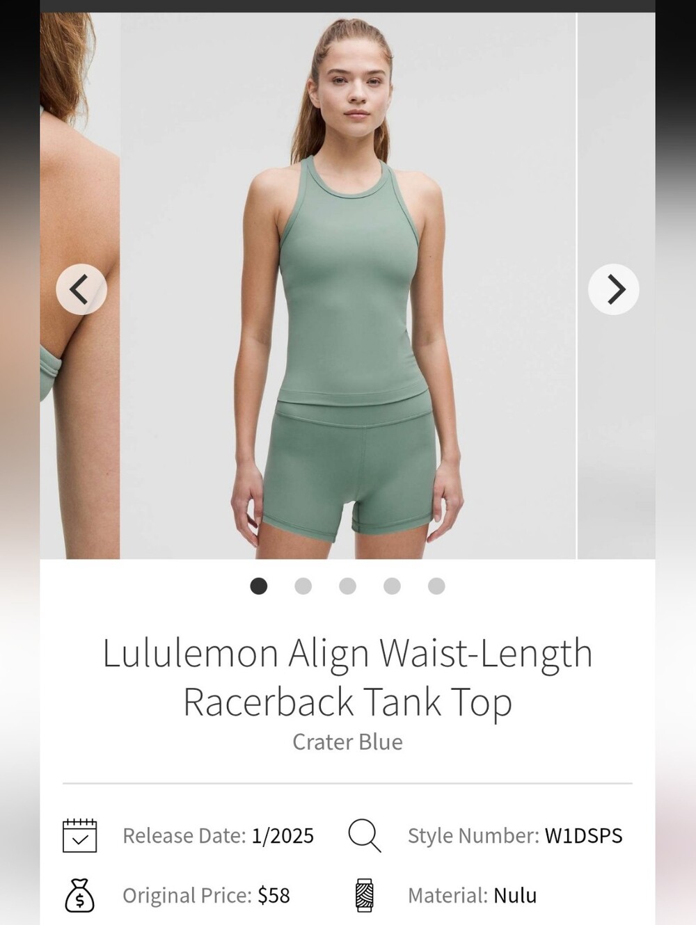 lululemon athletica Align Racerback Tank Top — Crater Blue Sz 4